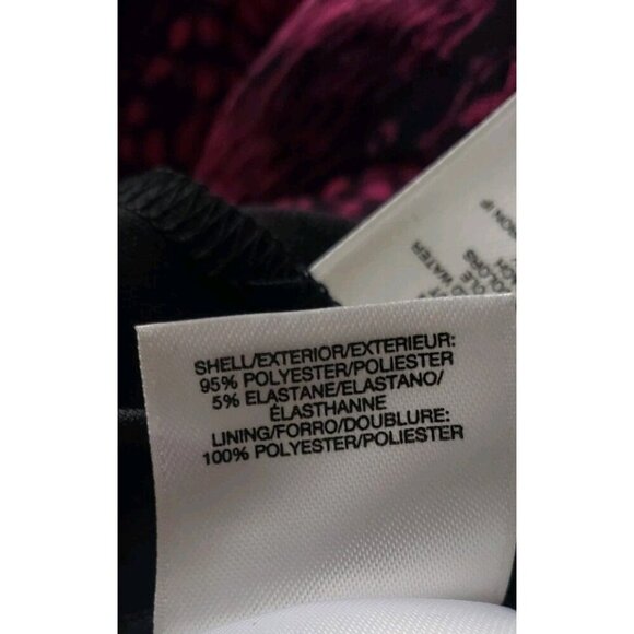 NWT NINE WEST LONG SLEEVE RUCHED SIDE PRINTED MESH DRESS MAGENTA BLACK SZ 12 - Picture 9 of 9